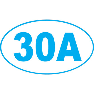 OK4 30A Euro Oval Light Blue on White Background large Sticker