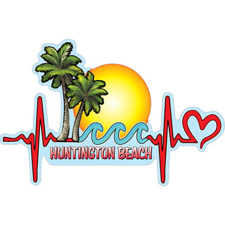 Huntington Beach  CA Hearbeat Waves Sticker