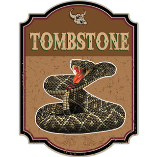 Tombstone Rattlesnake on Brown Sign Sticker
