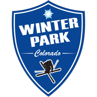 OK3 Winter Park BLUE shield SKIER Sticker
