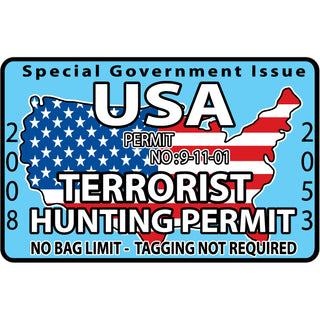 Novelty   Terrorist Hunting Permit Sticker