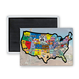 Route 66   Colorful USA Map Rectangle Badge Magnet