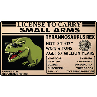 Novelty   T Rex License Sticker