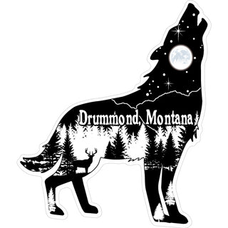 Drummond  Montana   Wolf Howling Mountain scene inside Sticker