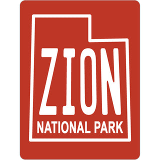 Zion National Park   Zion  Ut Red Utah State Shape Sticker