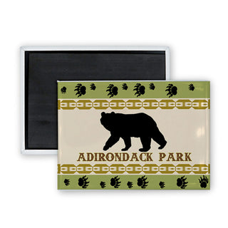 Adirondack Park   Bear with Paw Print Borders Rectangle Badge Magnet