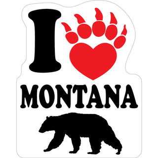 Montana   I Heart with Bear Paw and Bear Sticker