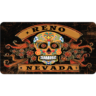 Reno  Nevada   Distressed Sugar Skull Sticker