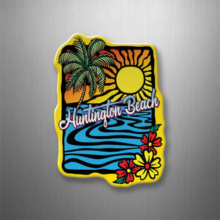 Huntington Beach abstract sun and water 3D Magnet