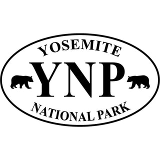 Yosemite National Park   Black & White Bear Euro Oval Sticker