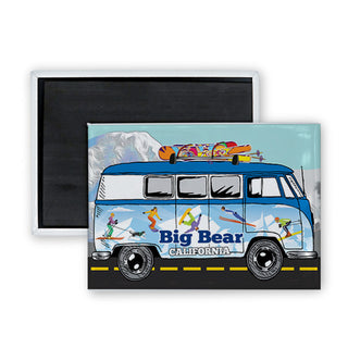 Big Bear California Winter Bus Side View Rectangle Badge Magnet