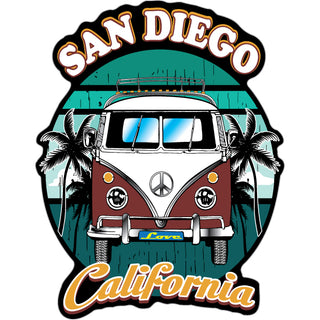 San Diego  CA   Burgundy Bus Front View Sticker