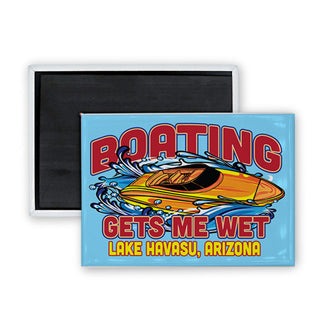 Lake Havasu Arizona   Boating Gets Me Wet Rectangle Badge Magnet