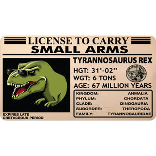 Novelty   T Rex License Sticker