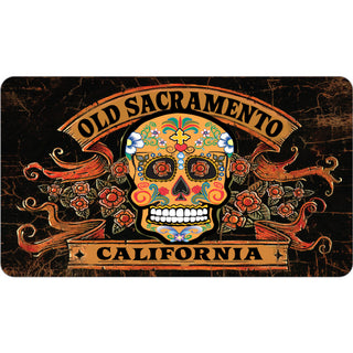 Old Sacramento California Distressed Sugar Skull Sticker