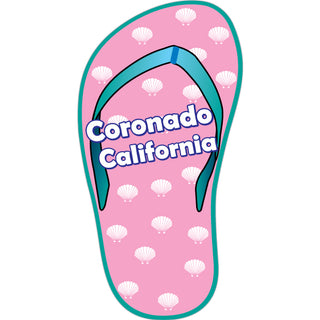 Coronado  CA   Pink Shell Print Flip Flop Sticker