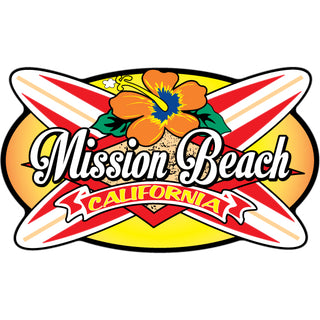 Mission Beach  California   Crossing Long Boards Sticker