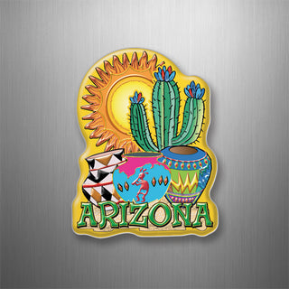 Arizona Sun Cactus Pottery Southwest Art (00060) 3D Magnet