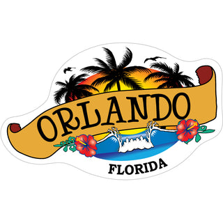 OK4 Orlando  FL Wave & Palm Trees Scroll Banner Sticker