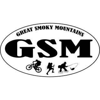 Great Smoky Mountains Biker Hiker Fisherman Euro Oval Sticker