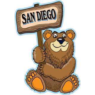 San Diego   Sitting Bear Holding Sign Sticker