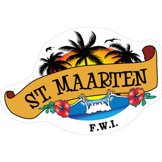 St maarten Banner Wave palms Sticker