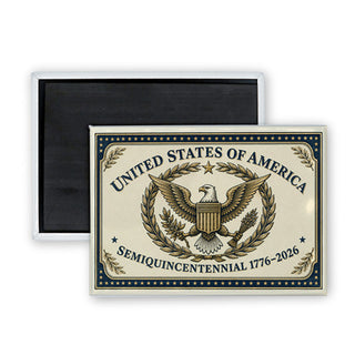 Novelty   Circle Seal 250th Anniversary Rectangle Badge Magnet
