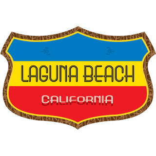 Laguna Beach RED GOLD BLUE Wide Shield Sticker