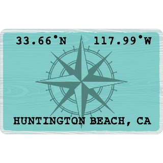 Huntington Beach CA   Latitude & Longitude Blue Sign Sticker