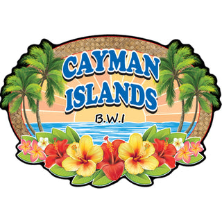 Cayman Islands B.W.I Wicker Hibiscus Oval Sticker