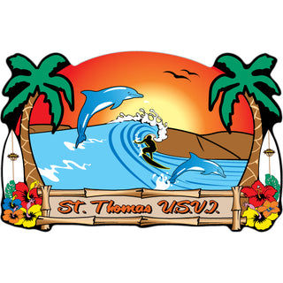 St  Thomas  U S V I Surfer Dolphin Scene Sticker