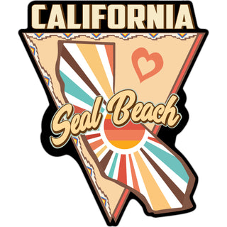 Seal Beach  California   Triangle Sun Heart California Shape Sticker