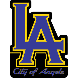 Los Angeles CA LA Purple & Yellow Stacked Letters City of Angels Sticker