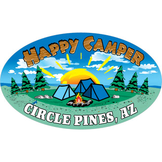 Circle Pines AZ Happy Camper Oval Sticker