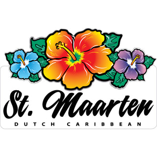 St. Maarten Dutch Caribbean   Triple Hibiscus Sticker