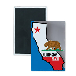 Huntington Beach State Flag Map Vertical Rectangle Badge Magnet