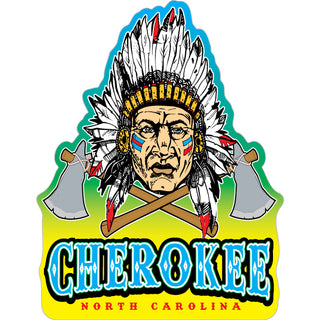 Cherokee North Carolina   Indian Chief Front View Sticker