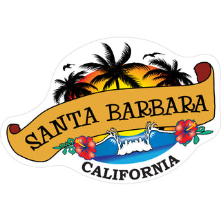 Santa Barbara Wave & Palm Trees Scroll Banner (27202  46071) Sticker