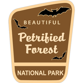 Petrified Forest National Park   Brown Angle Sign with Bats Sticker
