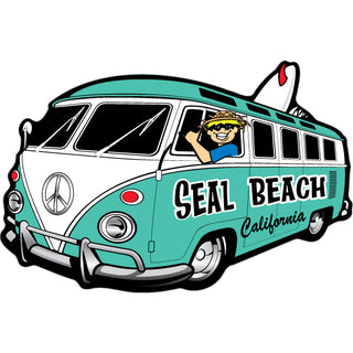 Seal Beach  California   Bus Corner View Surfboard Sticker