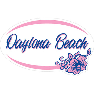 OK4 Daytona Beach Pink Purple Hibiscus oval Sticker