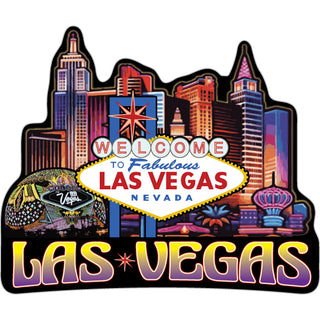 Las Vegas  Nevada   Colorful City and Welcome Sign Sticker