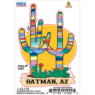 Oatman  AZ   Colorful Cactus Sticker