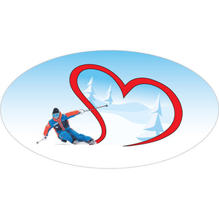 Novelty   Skier Heart Sticker