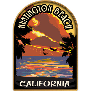 Huntington Beach  California   Retro Sunset Sticker