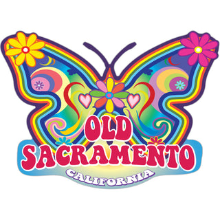 Old Sacramento California Hippie Butterfly Sticker