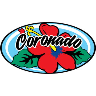 Coronado   Red Hibiscus Oval Sticker