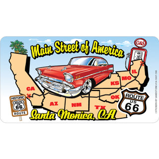 Santa Monica  California   Route 66 States Map Sticker