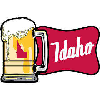 Idaho   Idaho Red Sign Beer Mug Sticker
