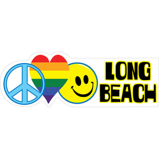 Long Beach   Peace Rainbow Heart Happy Face Sticker